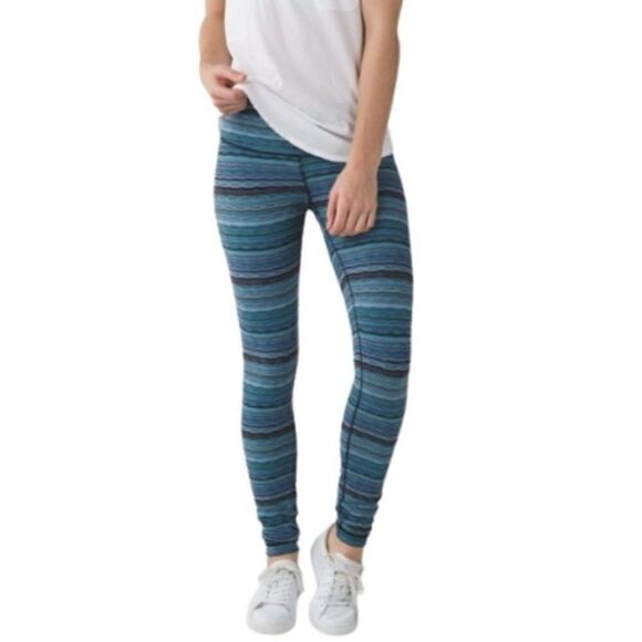 LULULEMON ATHLETICA Wunder Under Tight Space Dye Twist Naval Blue Peacock Size 6 - Picture 1 of 10